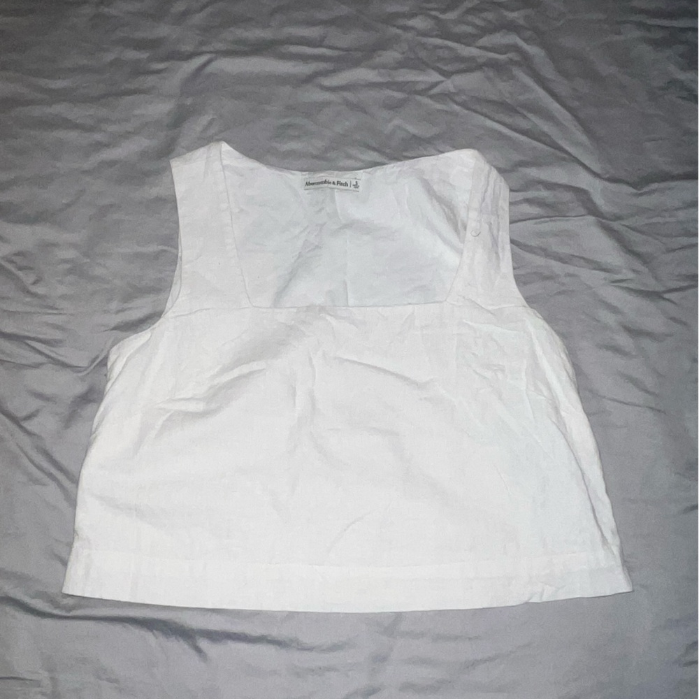 Abercrombie & fitch linen square neck top in white size small
